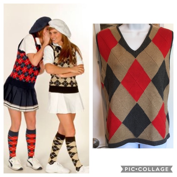 Pl Liz Claiborne Argyle Plaid Sweater 